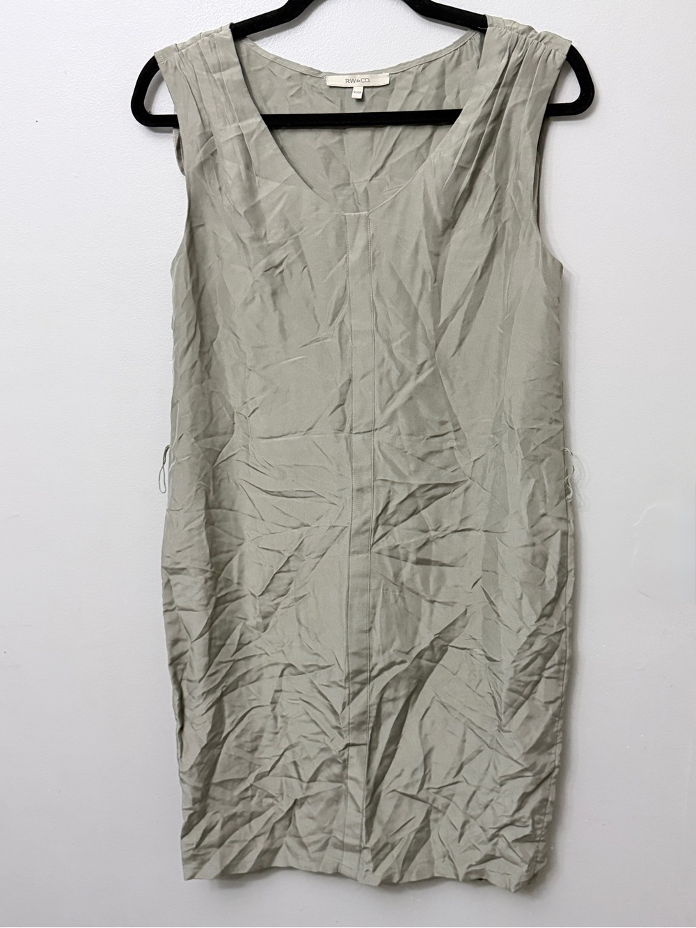 RW&CO Silk V-Neck Cap Sleeve Sage Green Dress XS